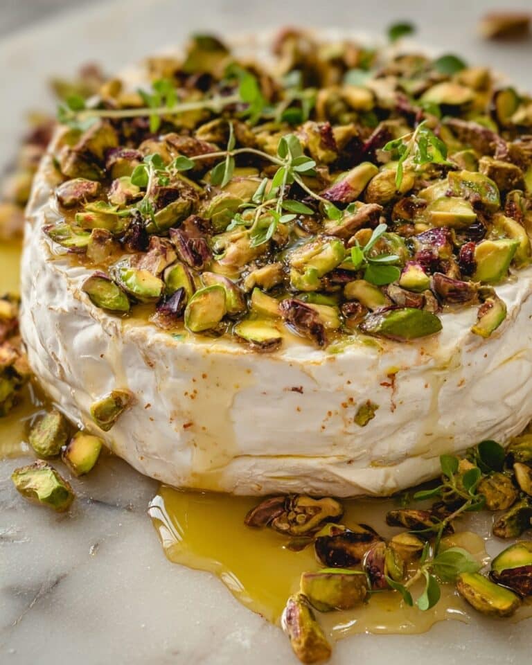 Hot Honey Baked Brie with Pistachios Recipe