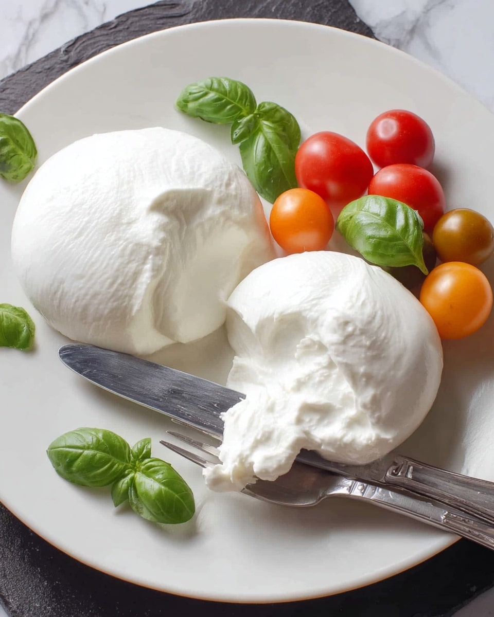 A white bowl filled with a mix of colorful cooked bell pepper strips in orange, red, and green at the bottom layer, topped with a large scoop of white soft cheese drizzled with dark balsamic glaze and sprinkled with thinly sliced fresh green basil. A silver spoon is placed inside the bowl. In front, on a white square plate, there is a small toasted piece of bread showing layers of green and red bell peppers, a dollop of the same white cheese, drizzle of balsamic glaze, and small basil pieces on top. The whole scene sits on a white marbled surface with a dark wooden board under the bowl. Photo taken with an iphone --ar 4:5 --v 7