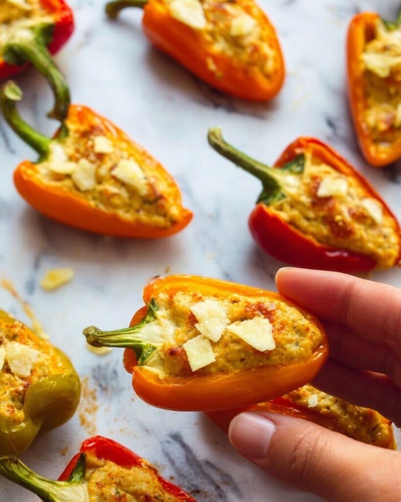 Mini Bell Pepper Poppers with Cheesy Tofu Filling Recipe