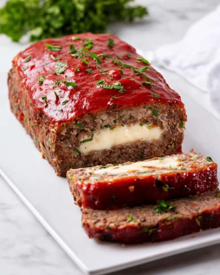 Mozzarella Stuffed Meatloaf Recipe