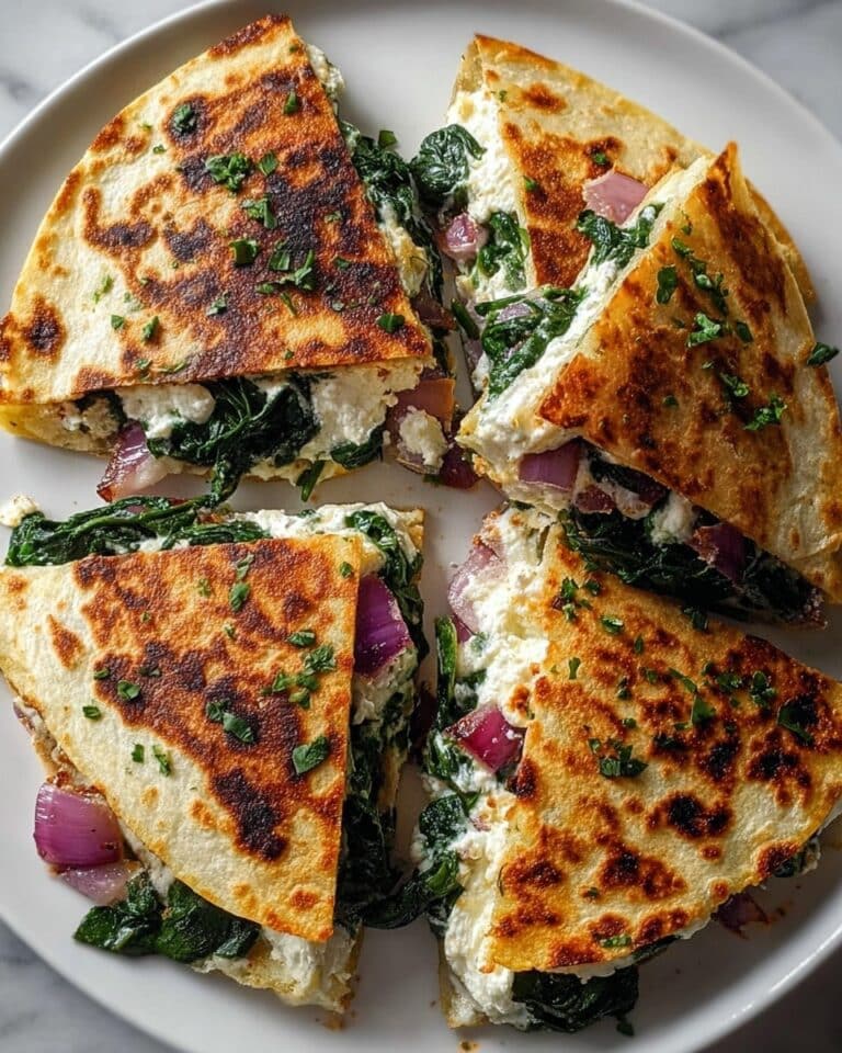Mediterranean Spinach, Feta, and Mozzarella Quesadillas Recipe