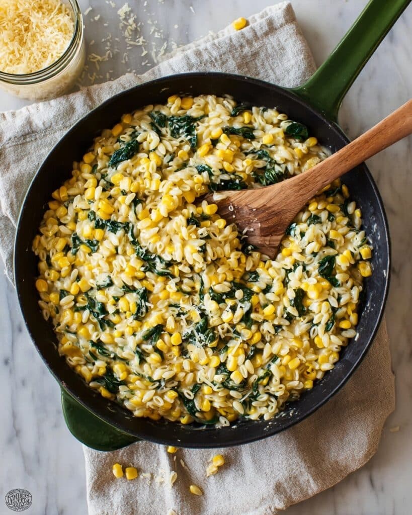 Creamy Corn and Spinach Orzo Recipe