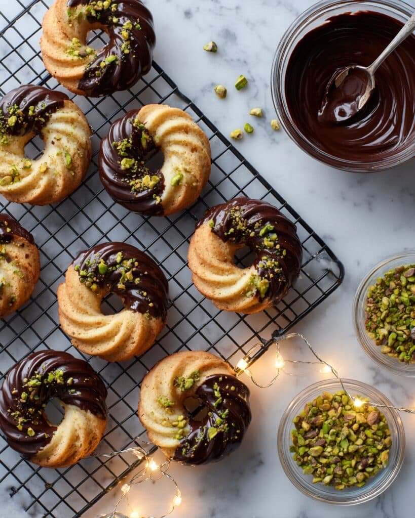Coffee Butter Cookies with Dark Chocolate and Pistachios Recipe