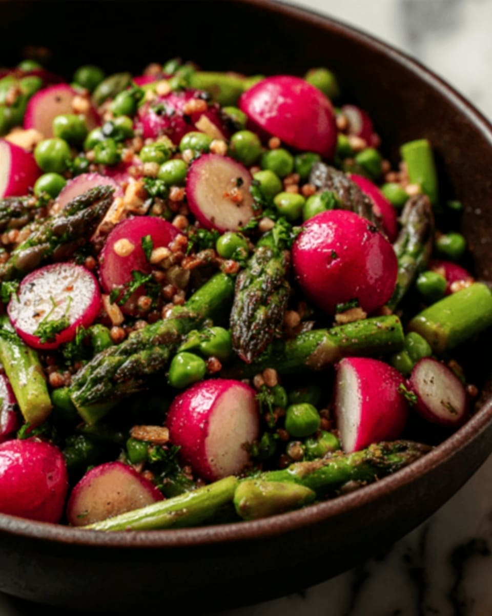 Roasted Asparagus and Radishes with Mustard Vinaigrette Recipe - Recipe Image