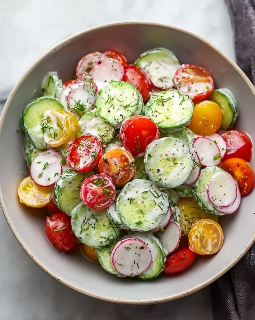 Deliciously Creamy Cucumber Tomato Salad for Fresh Flavor Recipe