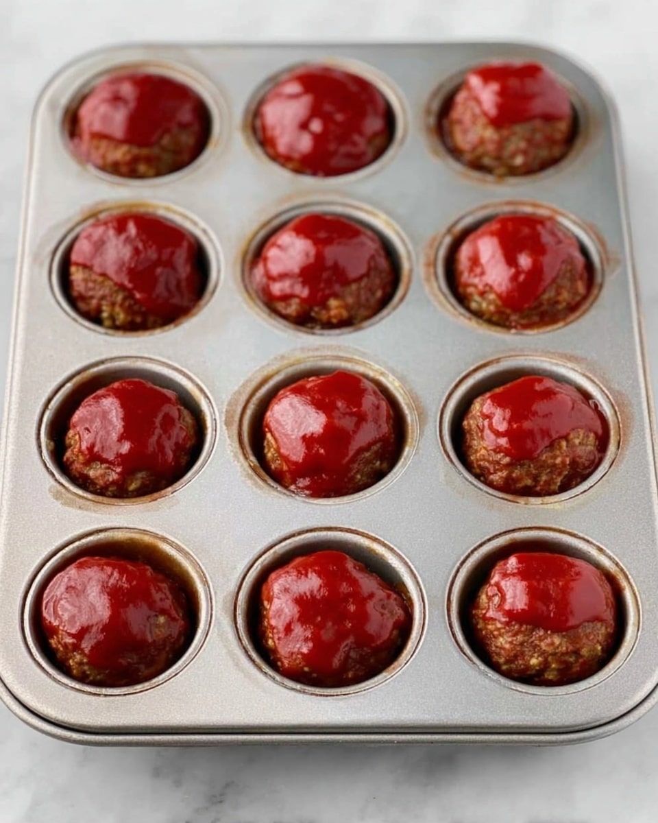The image shows a white plate with two round meat patties topped with a smooth, thick layer of deep red sauce. To the right of the patties are small roasted potato pieces with a golden-yellow color, showing some charred spots. Next to the potatoes are a few green beans, slightly wrinkled and bright green. The dish is on a white marbled surface. photo taken with an iphone --ar 4:5 --v 7