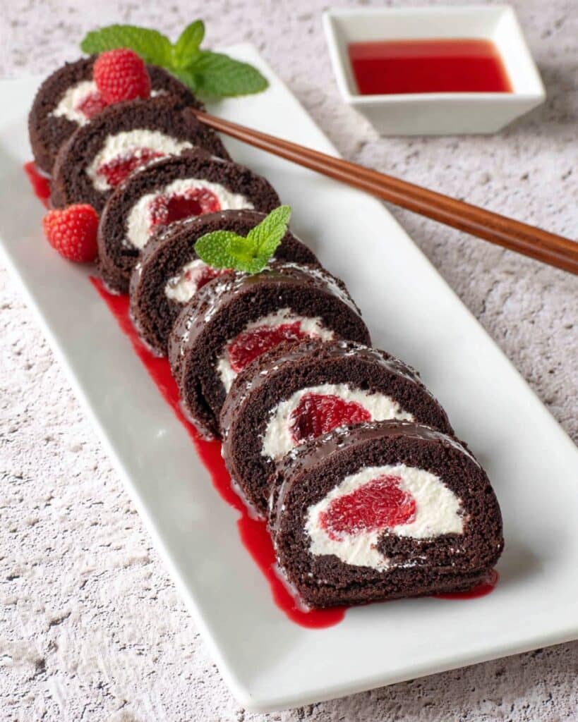Chocolate Raspberry Dessert Sushi Roll Recipe