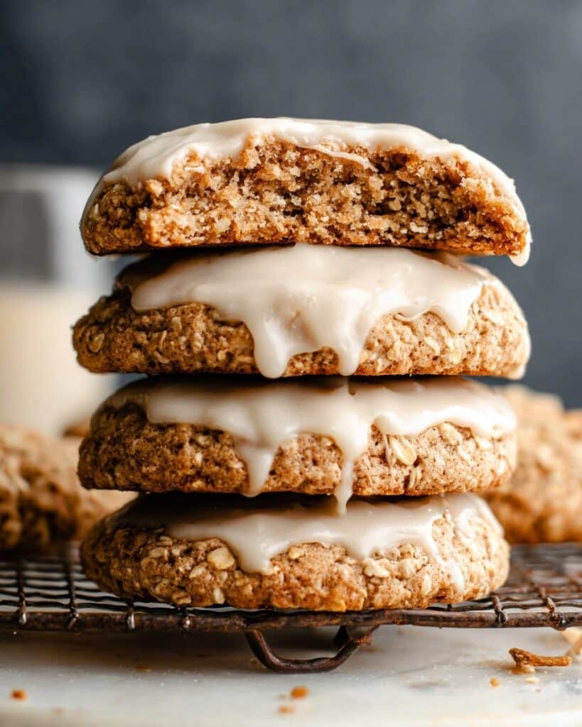 Thick and Chewy Chai Oatmeal Cookies with Maple Chai Glaze Recipe