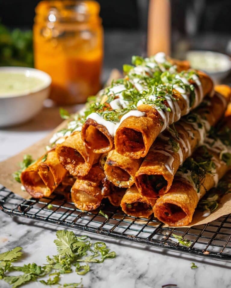 Crispy Jalapeño Cream Cheese Cauliflower Taquitos Recipe