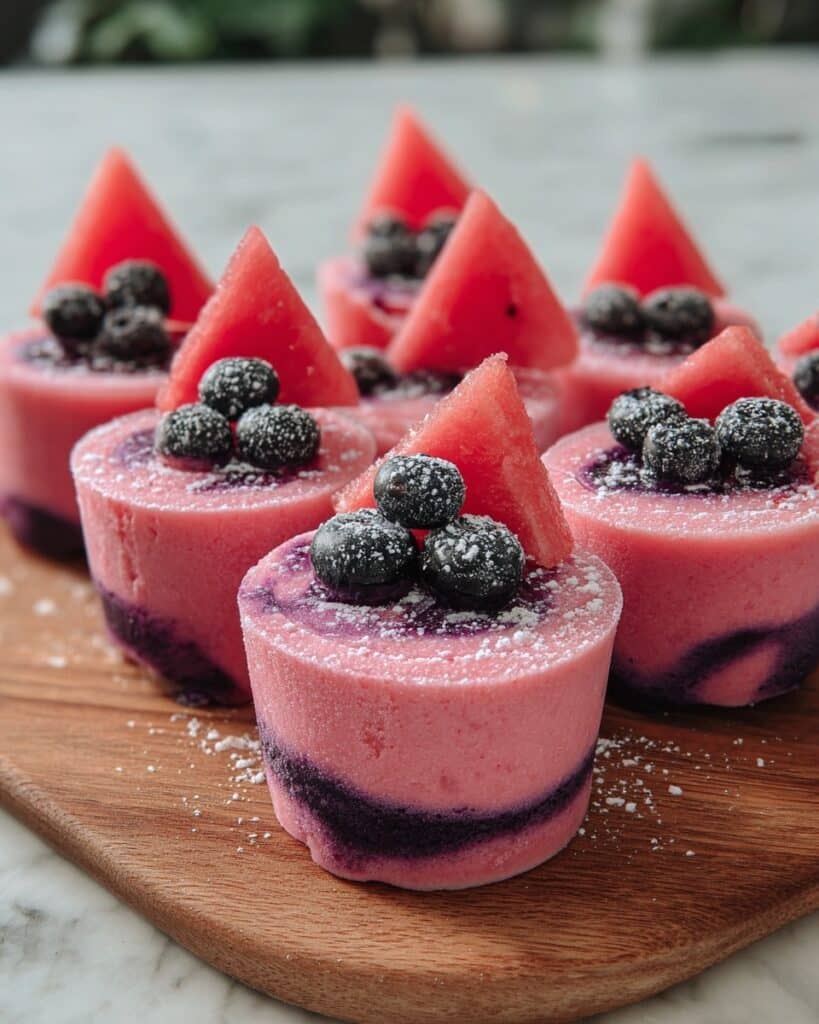 Watermelon & Blueberry Swirl Bites For Dogs Recipe