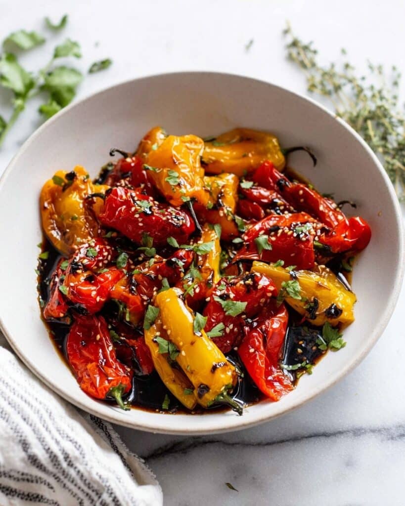 Roasted Mini Bell Peppers with Balsamic and Garlic Recipe