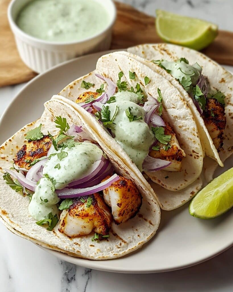 Fish Tacos with Spicy Lime Taco Sauce Recipe