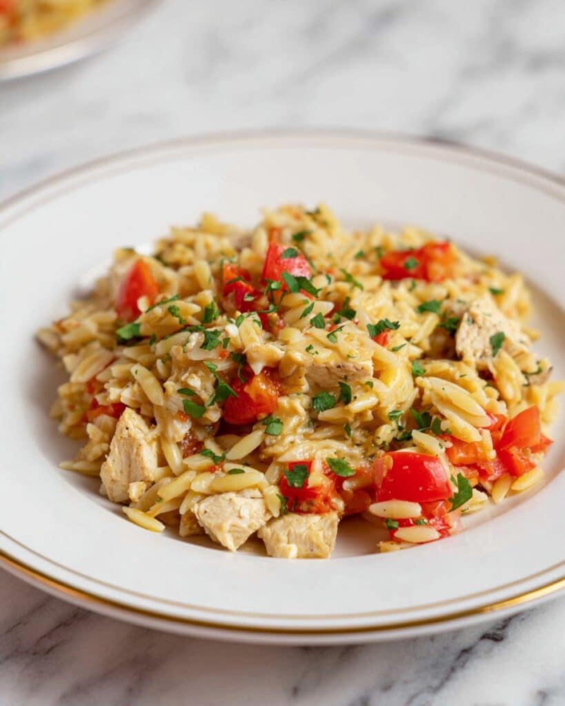 One Pot Red Pepper Chicken Orzo Recipe