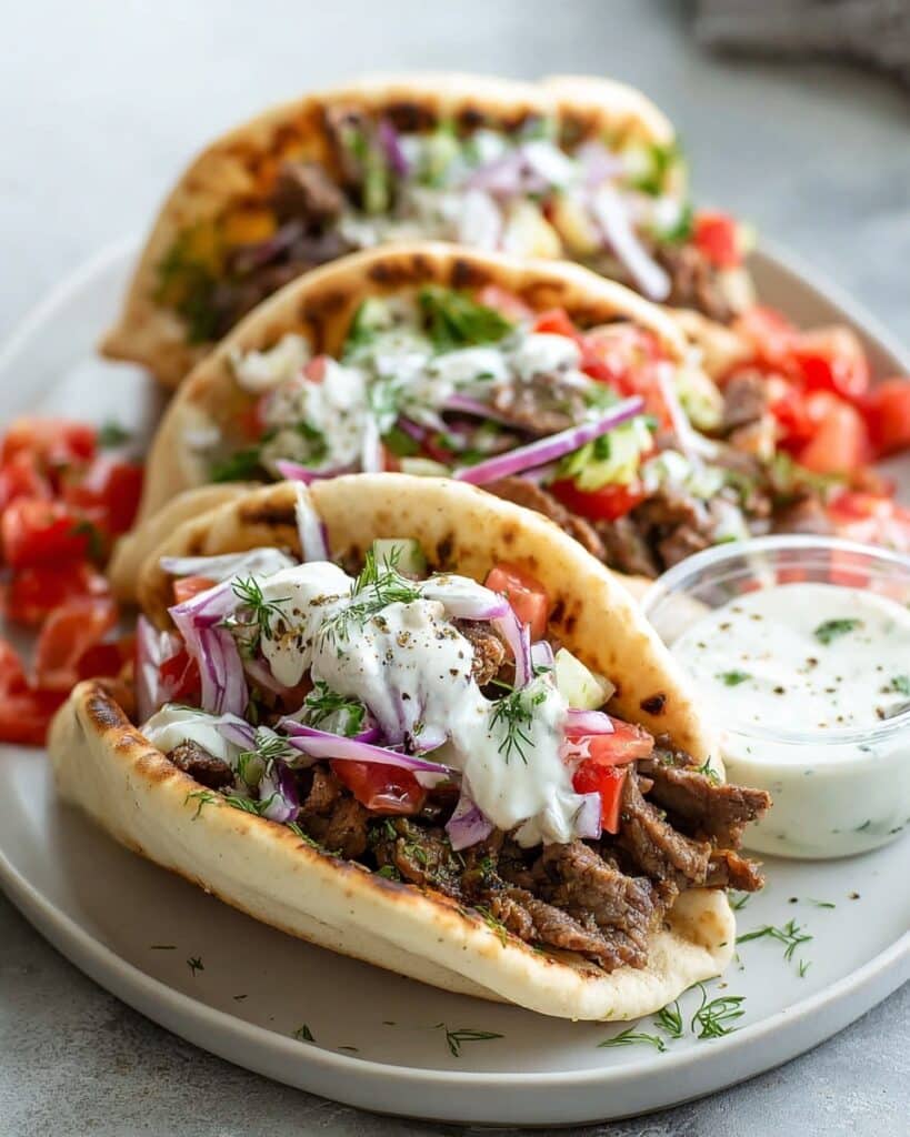 Beef Gyro with Homemade Tzatziki Sauce Recipe
