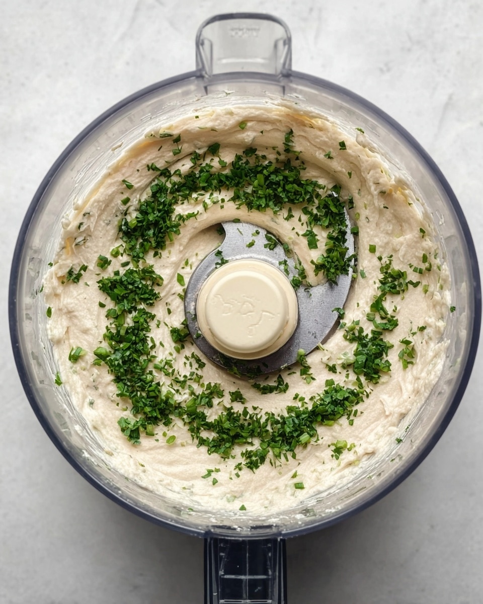 The image shows a clear food processor bowl filled with large chunks of a pale yellow, soft textured ingredient. The pieces are uneven but roughly square in shape, filling the bowl around the central black blade with some space left above them. The bowl sits on a surface with white marbled texture. photo taken with an iphone --ar 4:5 --v 7