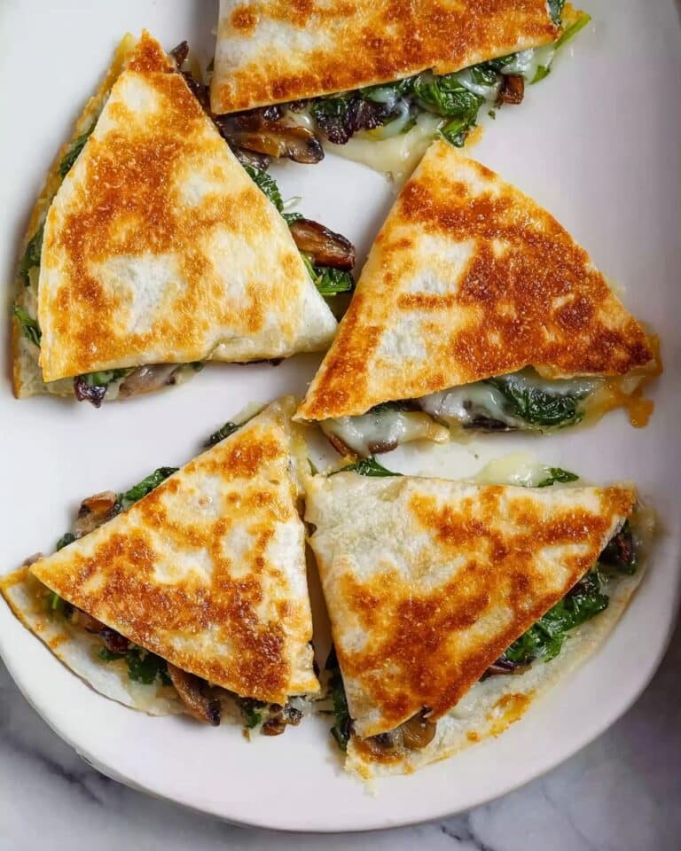 Baked Spinach Mushroom Quesadillas Recipe