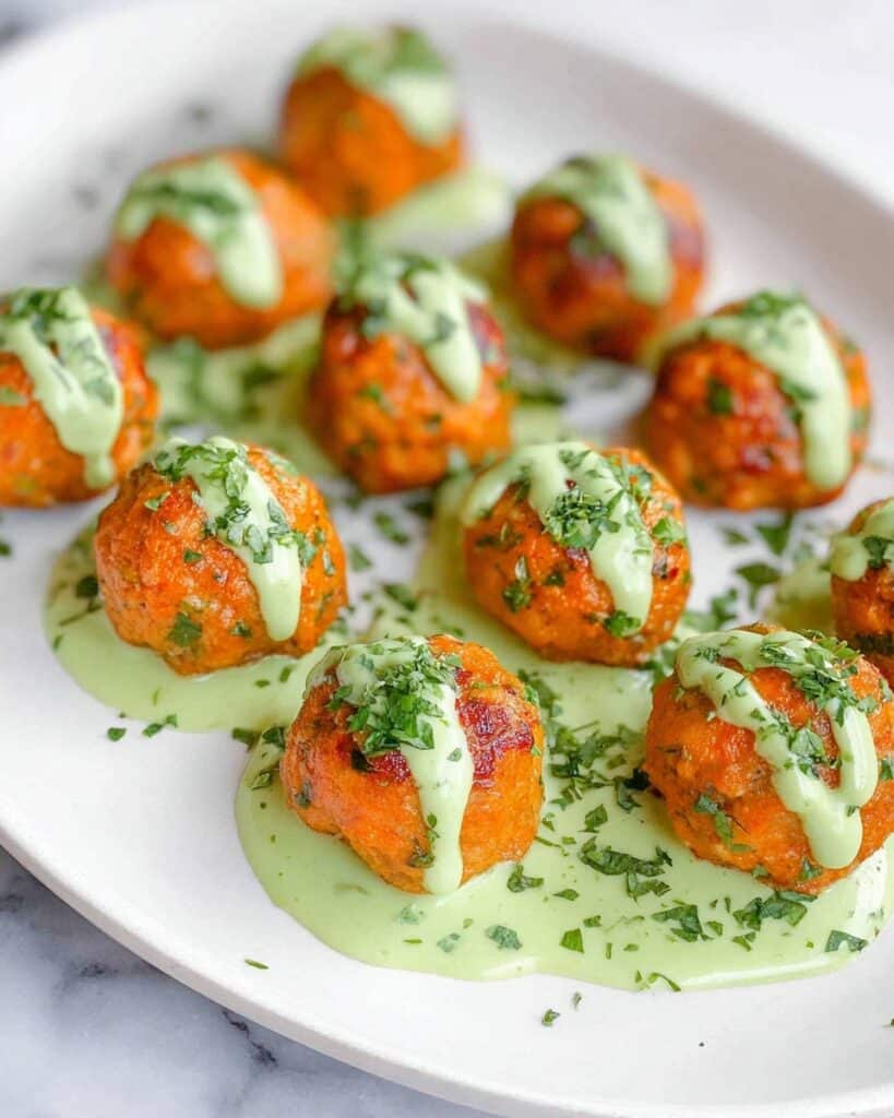 Baked Salmon Meatballs with Creamy Avocado Sauce Recipe