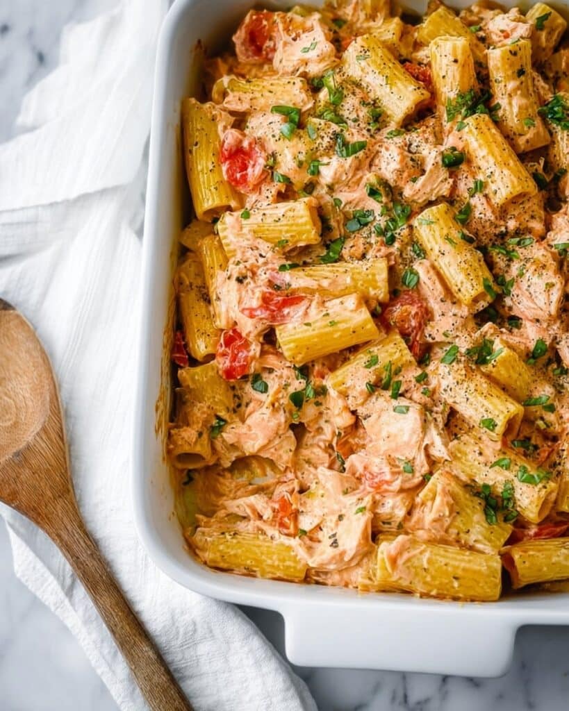Baked Feta Pasta with Salmon Recipe