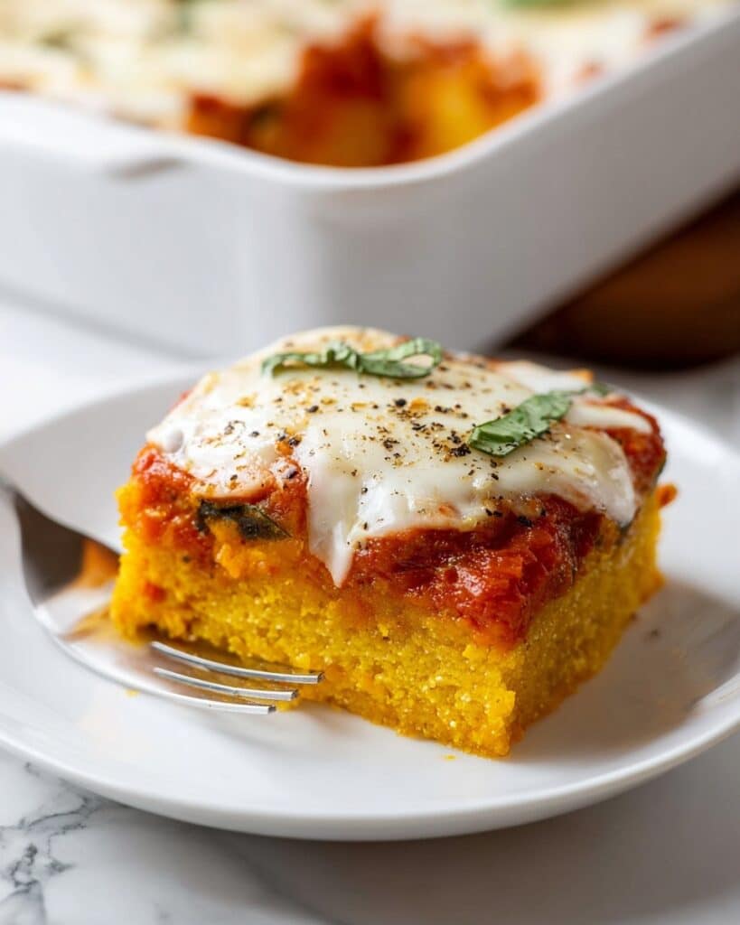 Baked Polenta with Pesto, Smoked Gouda, Marinara, and Fresh Mozzarella Recipe