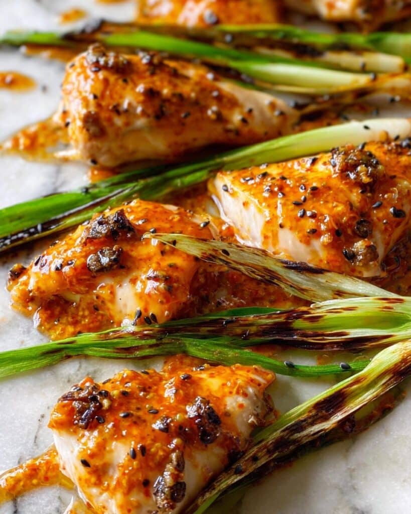 Sesame Apricot Chicken with Charred Scallions Recipe