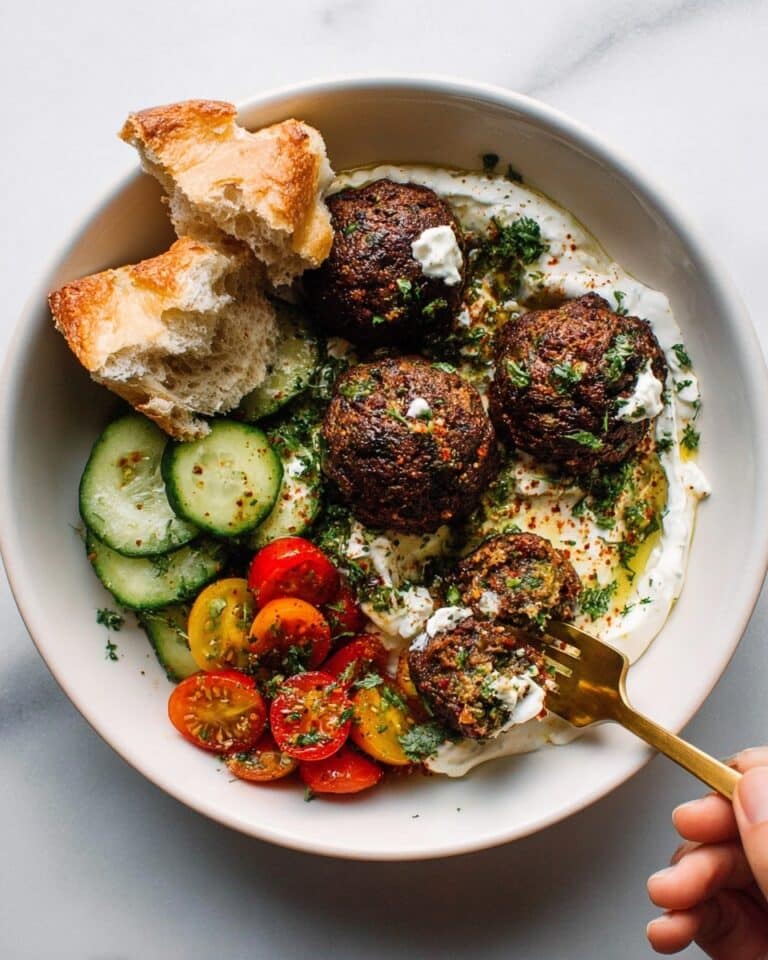 Sheet Pan Meatballs with Tomato Salad and Green Sauce Recipe