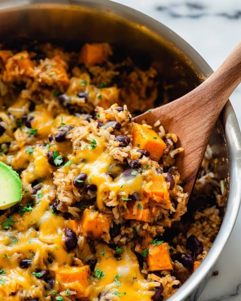 Southwest Sweet Potato, Black Bean and Rice Skillet Recipe