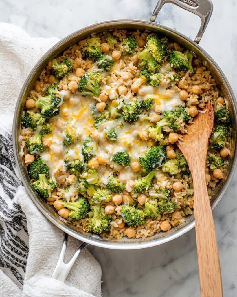 One Pan Chickpea Broccoli Rice Casserole Recipe