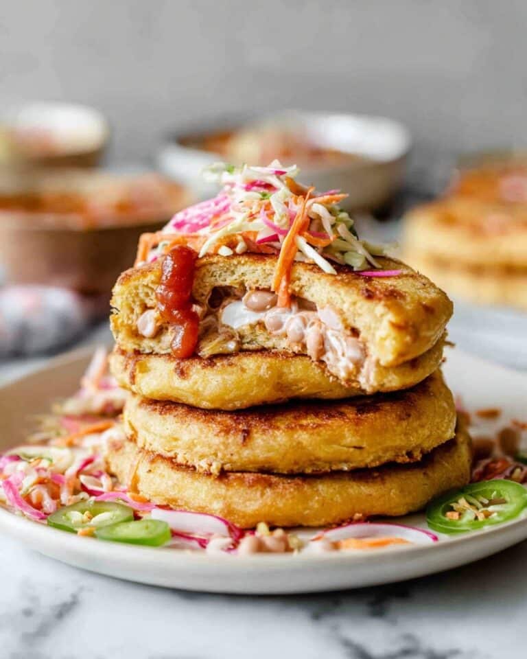 Classic Pupusas with Beans, Cheese, and Salsa Roja Recipe