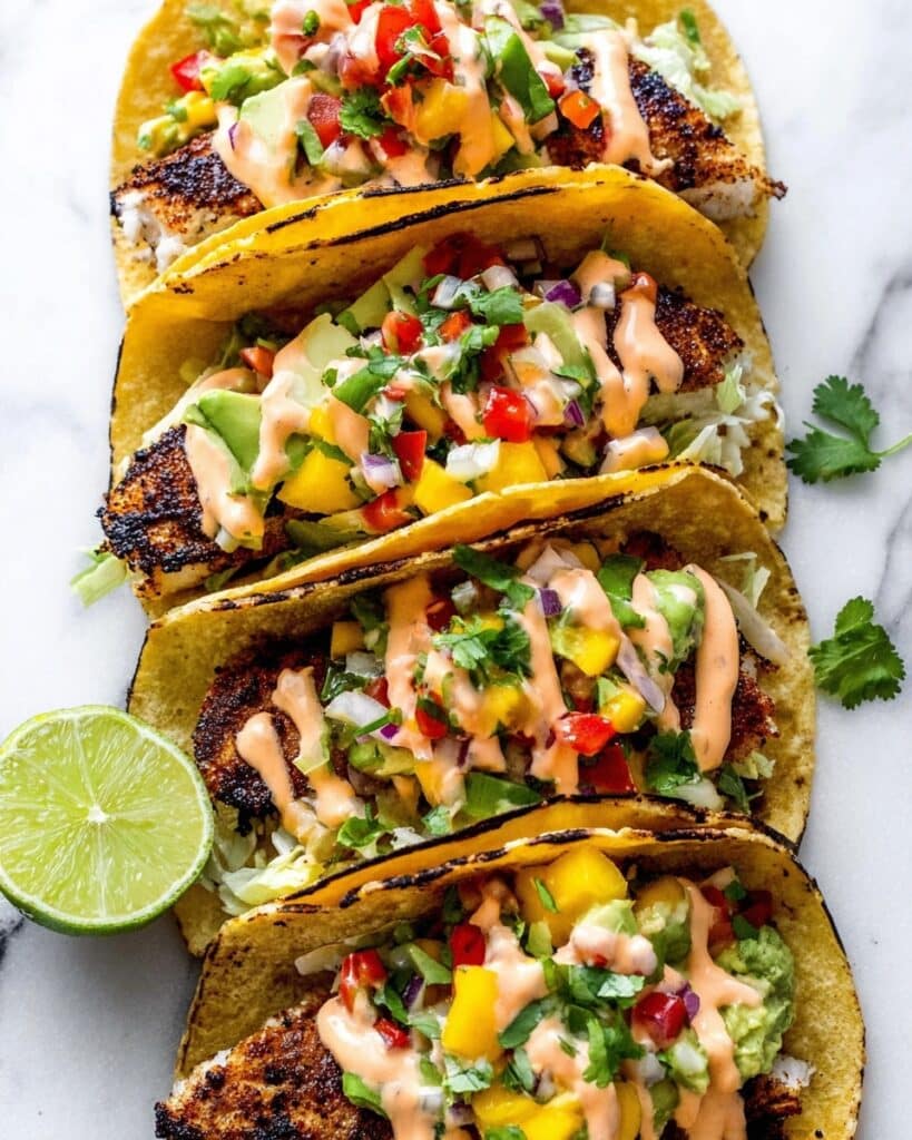 Mahi Mahi Tacos with Spicy Mayo and Mango Salsa Recipe