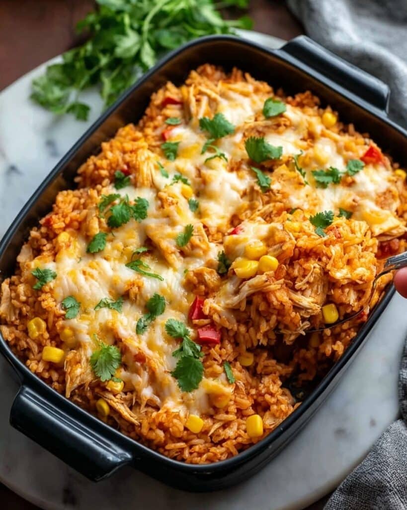 Easy Chicken Enchilada Rice Casserole Recipe