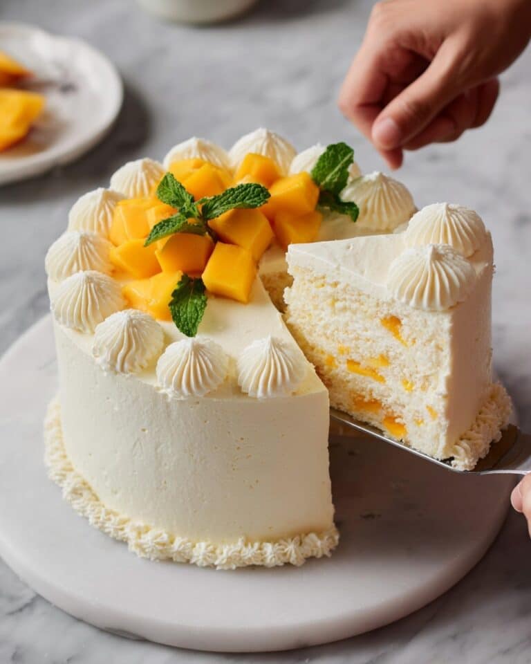 Mango Vanilla Chiffon Cake with Whipped Cream and Fresh Mangoes Recipe
